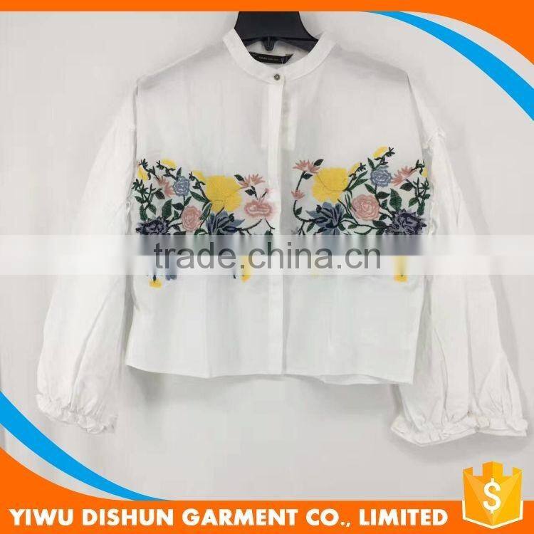 good quality fashion cutting embroidery woman top wide sleeve o neck casual blouse design images