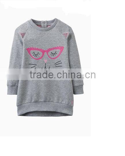 Latest kids clothes wholesale china baby clothes 2017 boutique clothing printed long sleeve grey cotton latest blouse designs