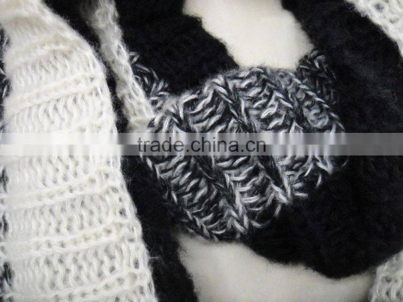 Fashion high quality winter China Yiwu wholesale women wrap neck mohair acrylic loop noodle scarf