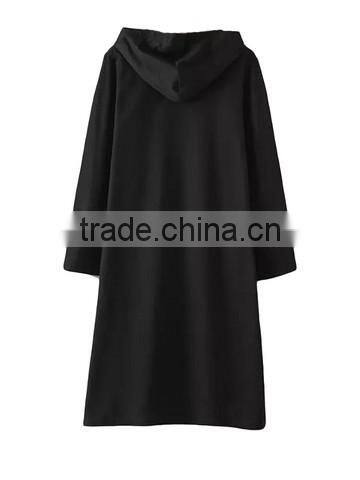 Plus Size Print Letters Ruffle fleece hoody Women Long Hoodie Dress with Hooded