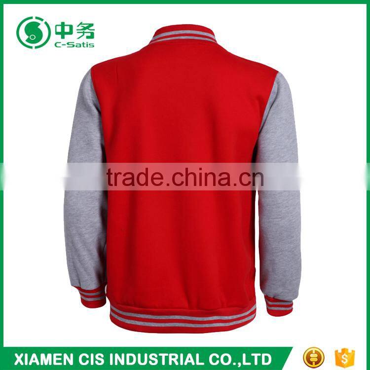 High Qulaity Custom Polyester Cotton Fleece Unisex Plus Size Red Varsity Jacket