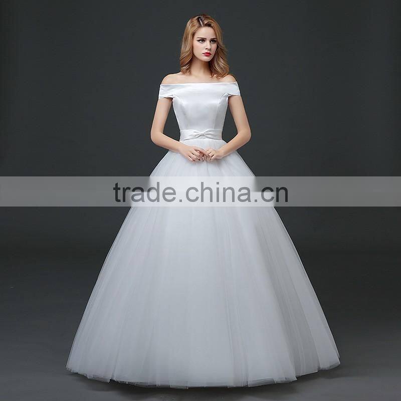 MGOO Customised Ball Gown White Plain Satin Bridal Dress Sleeveless Elegant Simple Dress For Wedding Formal Dress