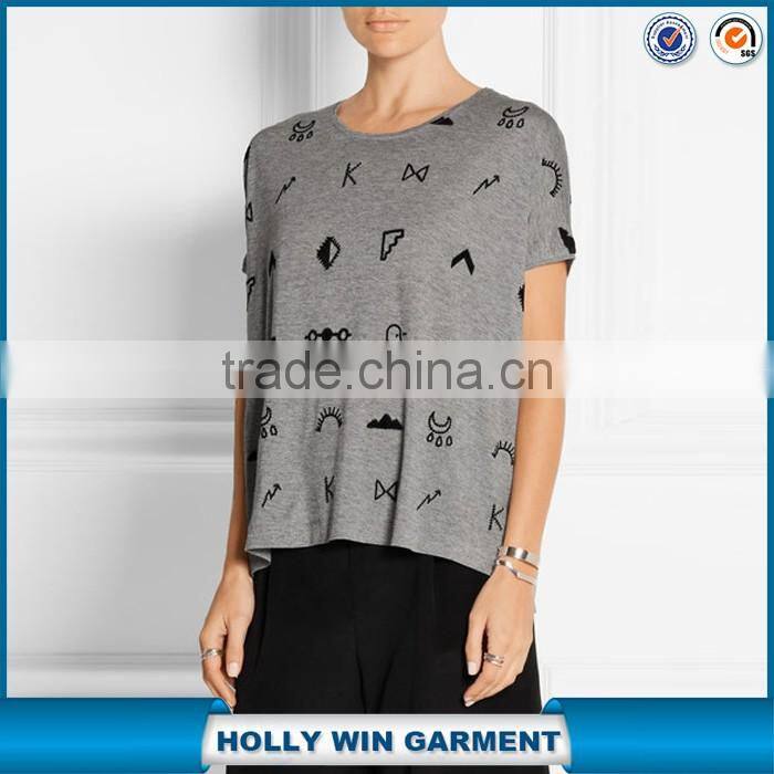 Fashion ladies t-shirt print design with full over pattern