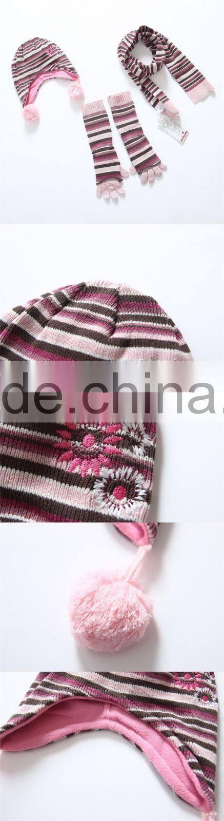Latest Accessories Kids Baby Girls Winter Knitted Cashmere Scarf Hat Glove