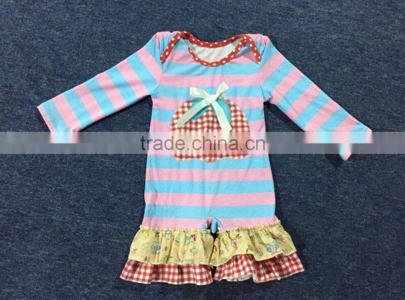 Long Sleeve Organic Cotton Baby Striped Halloween Pumpkin Baby Romper With Ruffles