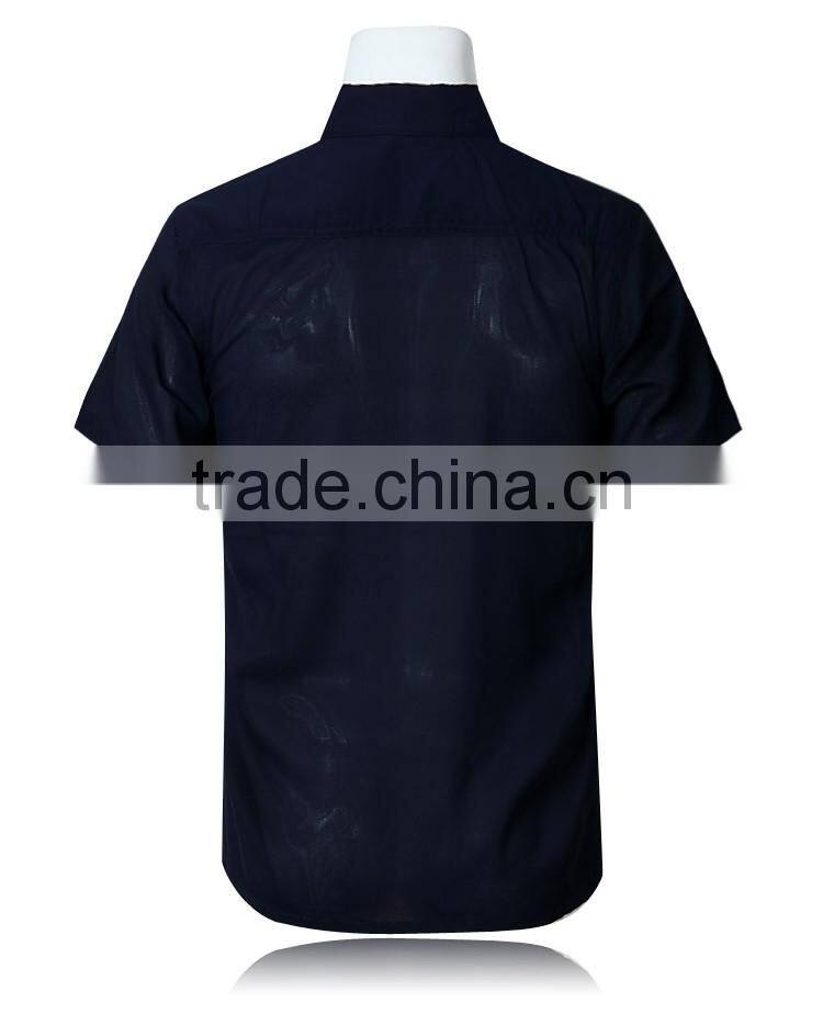 Juqian custom High quality mens plain pure soft textile cotton colors short sleeve work shirt