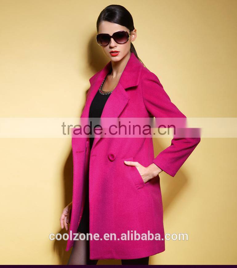 Women's elegant new style women coat 2015 fashion ladies long sleeve classic wool coat