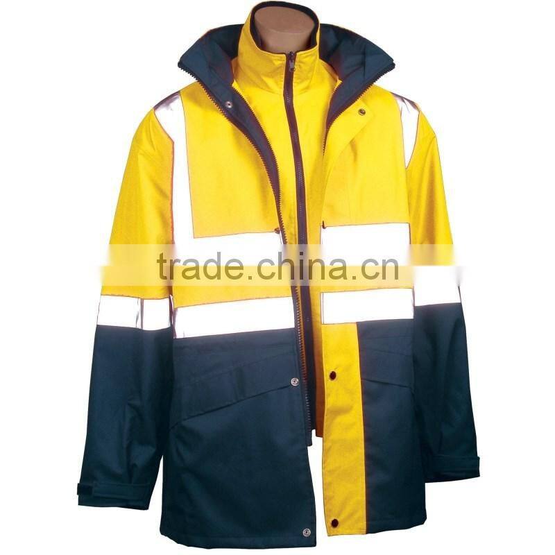 waterproof 4-in-1 safety jacket with brace reflective tape