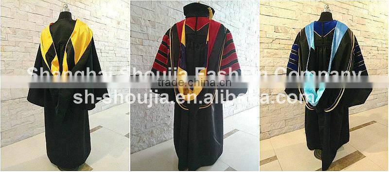 Wholesale Good quality Deluxe university Graduation gowns and caps with hoods
