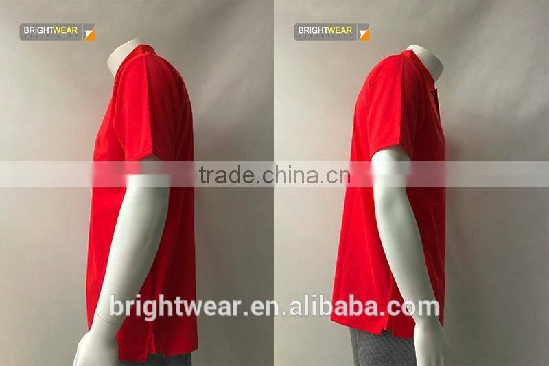 Hot sale mens red plain polyester 3 buttons closure pique short sleeve polo shirt