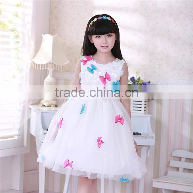 2016 Newest Girls Wedding Dresses Bows White Princess Kids Dress For Korean Style Children Clothes GD40829-9