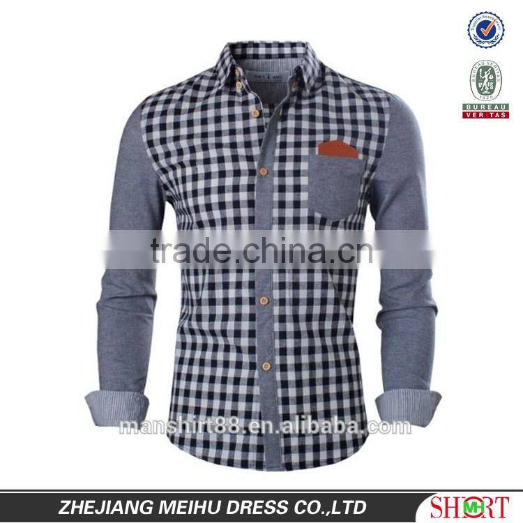 Custom design pattern men shirt plaid fabric street wear custom