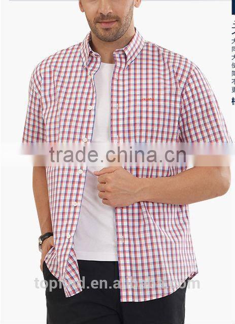 2014 new design slim fit plaids short shirts for Mid Adult Men