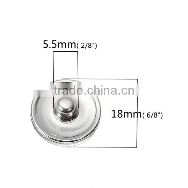 18mm Glass Fit Snap Button Bracelets Round Silver Tone At Random Girl Pattern