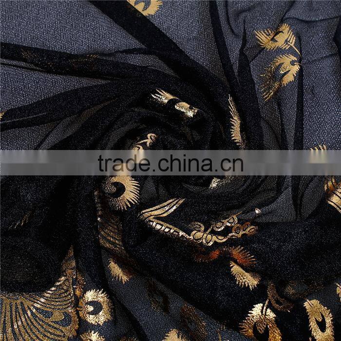 Imitation Silk Scarves & Wraps Rectangle Golden Black Peacock Scarf Women