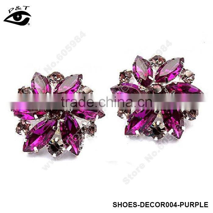 Crystal Flower Design Clips for Shoes Decorations