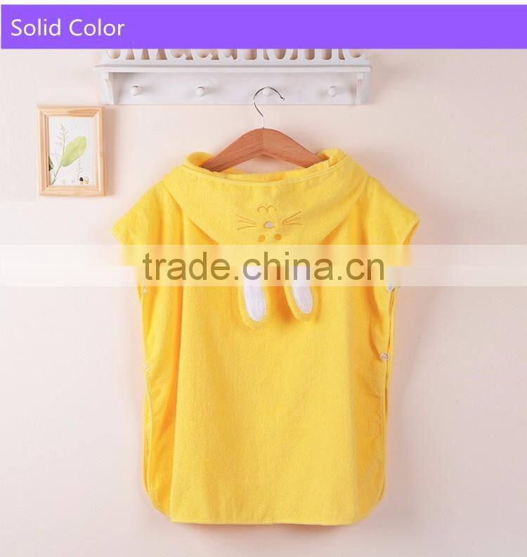 Kids towel poncho 100% cotton towelling fabric embroidered