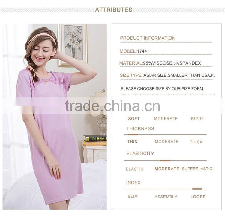 Best price custom Qianxiu graceful night dress with lace collar