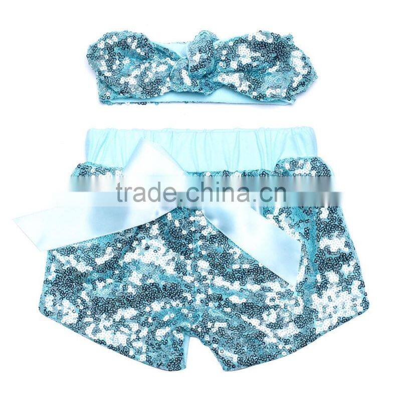 Girls Sequin Shorts SET Girls Birthday Shorts Baby Shorts and Headband
