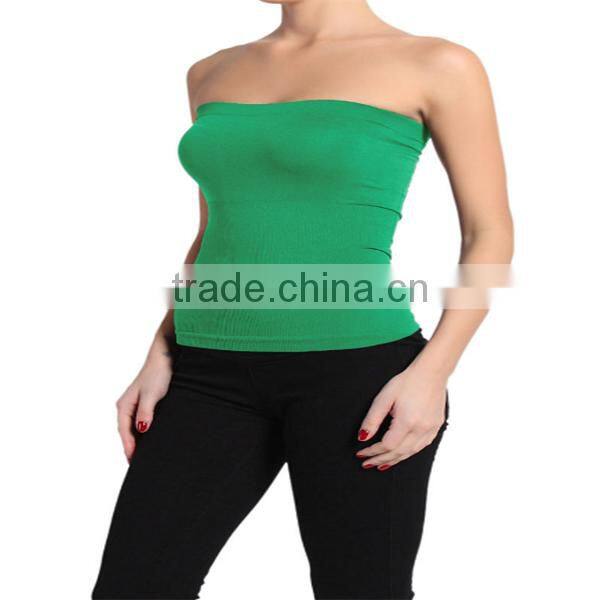 BASIC Layering Stretch PLAIN Strapless TUBE TOP Seamless Sleeveless Tee-9