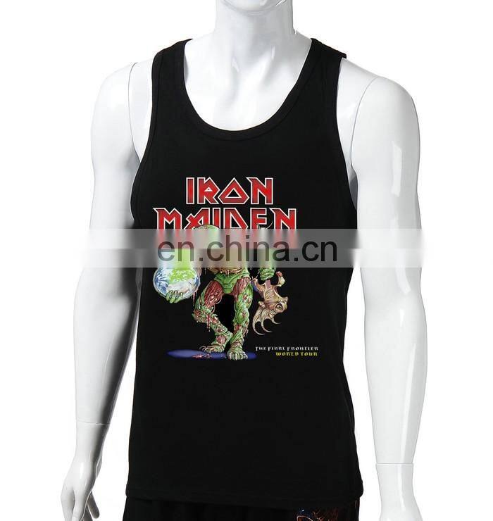 Iron Maiden tank top with print,100 cotton men tank top