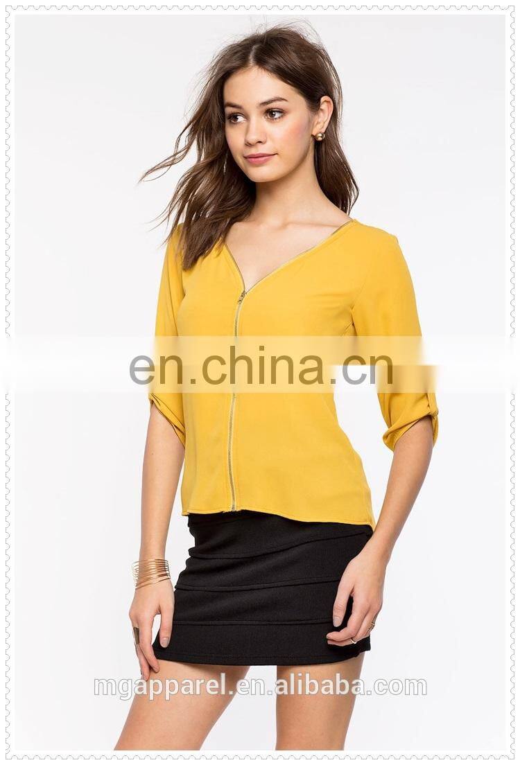 new style rounded back hem women daily smart casual wear blouse