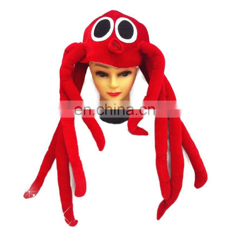 New arrivals 2018 funny party animal hats plush red octopus hat for happy new year MFJ-0094
