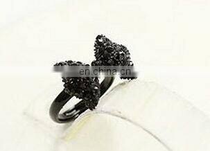 2017 New Stlye Vintage Adjustable Fully-jewelled Simulated Diamond Fashion Black Color Party Butterfly Rings For Women