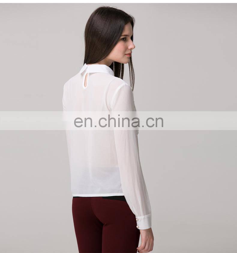 Fashion high qualtiy new design women lace blouse white color