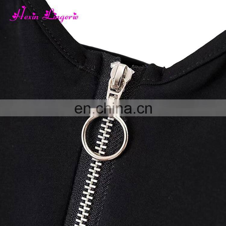 Black zipper v neck plus size romper short womens jumpsuits sexy bodycon