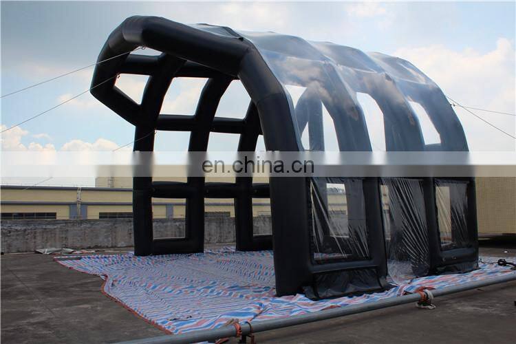 Air tight sealed inflatable stage tent in black with transparent cover 6x8m