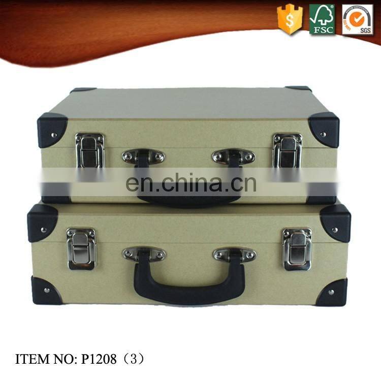 Kraft Paper Cardboard Suitcase Portable Box with Handle for Children