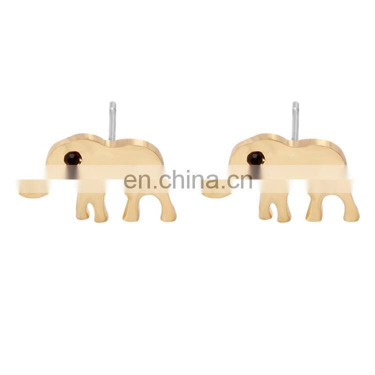 Simple design animal elephant small gold stud earrings for women
