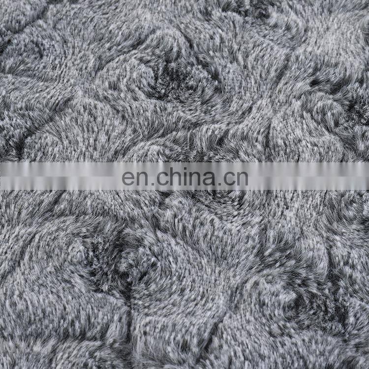 New luxury grey color pv fur minky brushed double plush throw blanket