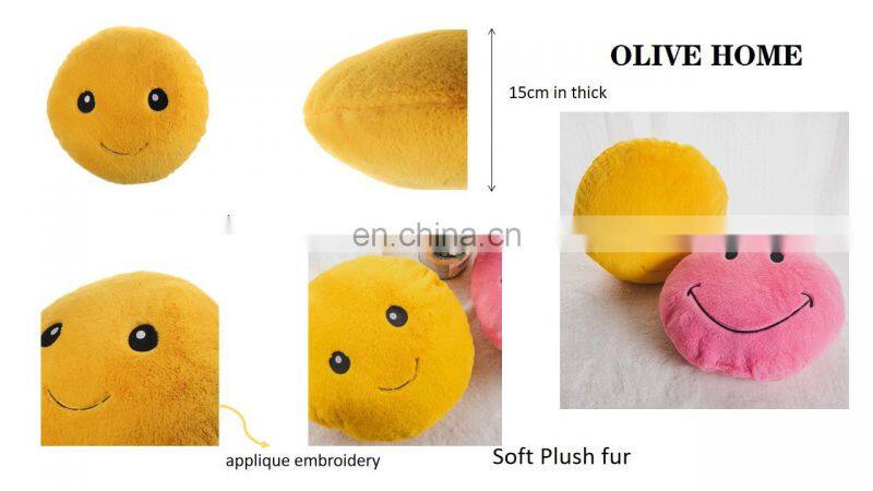 Smiley Face Emoticon Expression Emoji Stuffed Plush Pillow Toys Soft Touch Hug Emotion Yellow Round Large Pillow 19.6"