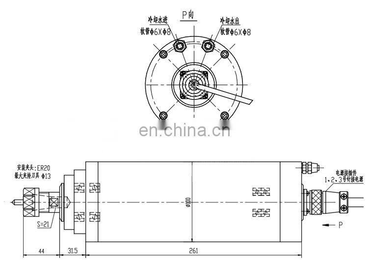 GDZ-100-4.5 water cooled 4.5KW spindle motor 380V 100MM diameter ER20 for cnc router