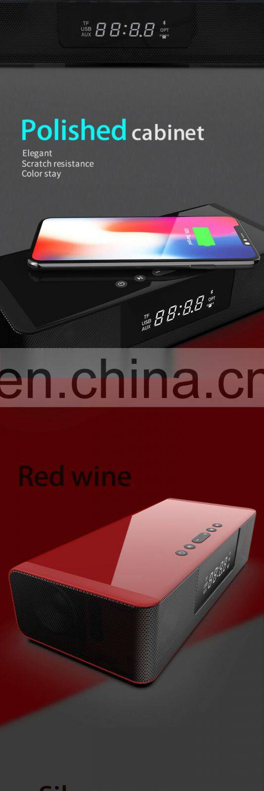 custom design mini portable wireless speaker fabric bluetooth speaker with fm radio Qi Charger