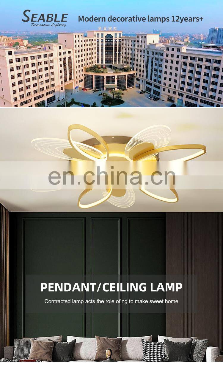 Unique Style Magnificent Decoration Aluminum Black Gold Indoor Bedroom LED Modern Ceiling Lamp