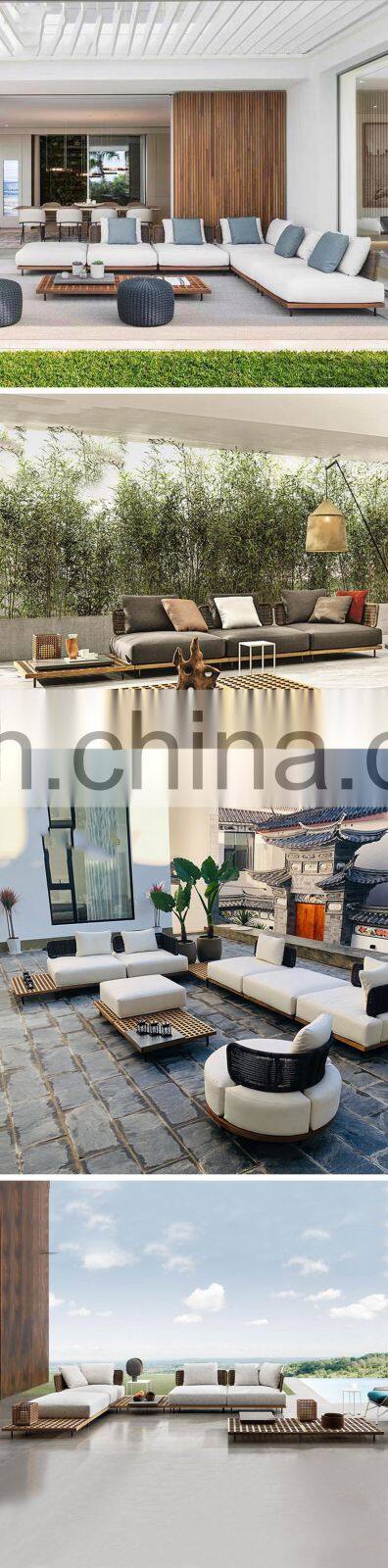 patio wood and cane teak sectional patio garden furniture sofa set outdoor