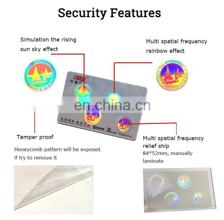 Clear Self Adhesive Holographic Overlay for ID Card, Easy to Apply and Strong Hold
