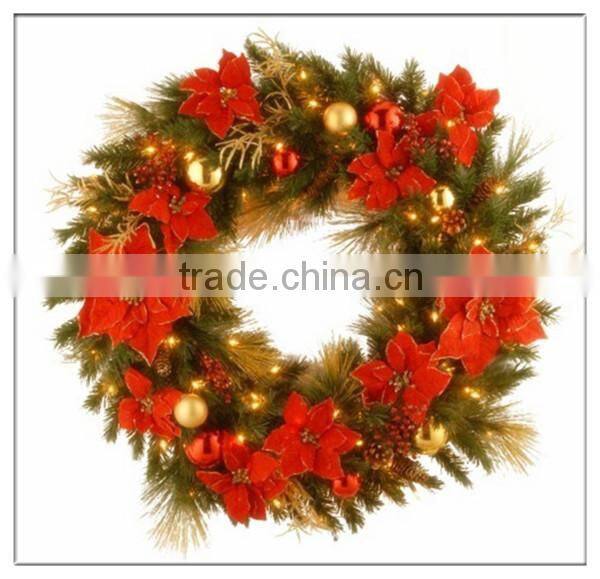 Christmas Deco Ball Wreath/Design ChinaNew Factory Plastic Custom Christmas wreath / PVC wreath / PE wreath for Chirstmas