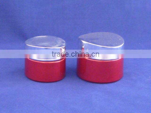 red glass cosmetic jars
