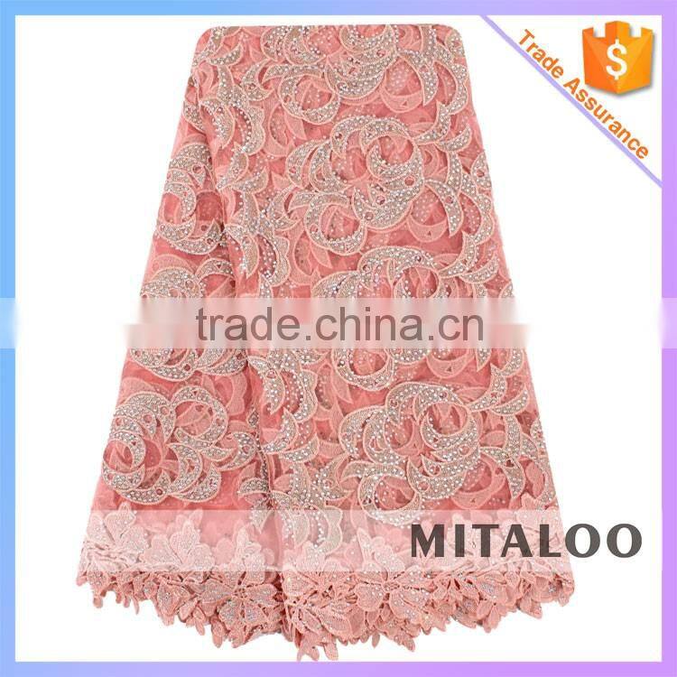 Mitaloo MFL1116 Good Designs Lace With Stones Lace Fabric Net Swiss Lace Fabric