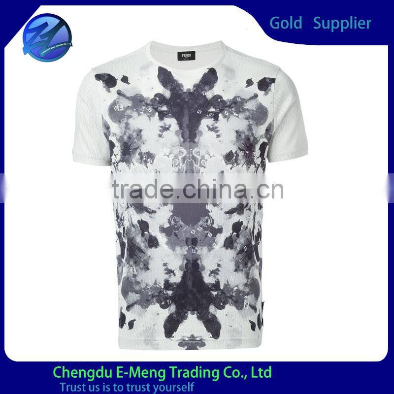 Long sleeves fastener collar plain white cotton t shirt