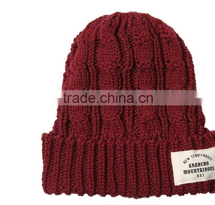 Fashion Popular Applique Embroidery Rolled Brim Beanie Fashion Ladies Hat