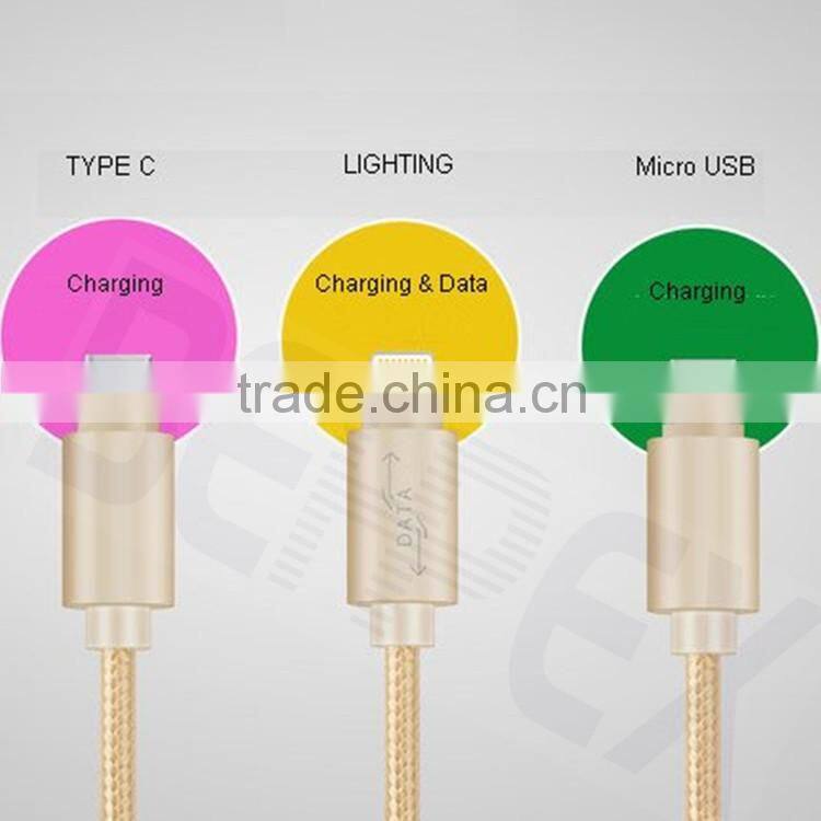 3-in-1 Micro USB + USB C + 8 pin USB Cable Bulk
