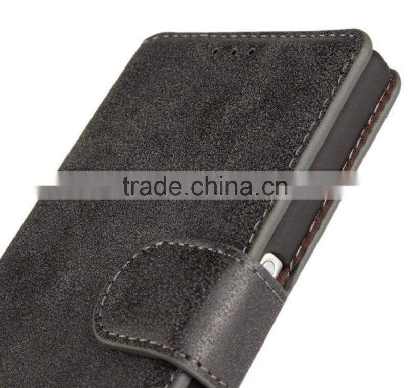 PU leather with magnet stand case Vintage Retro Dull Polish Folio Flip holder cover for Sony Xperia Z5