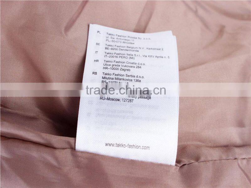 Lady's fashion hot selling stock clothing padded jacket with AC coated