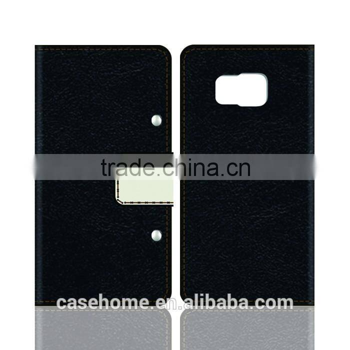 Black Hand Made PU Leather Flip Cover for Samsung Galaxy Note 5