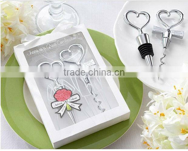 Wedding Favors Gifts Zinc Alloy Couple Wine Bottle Stopper And Opener